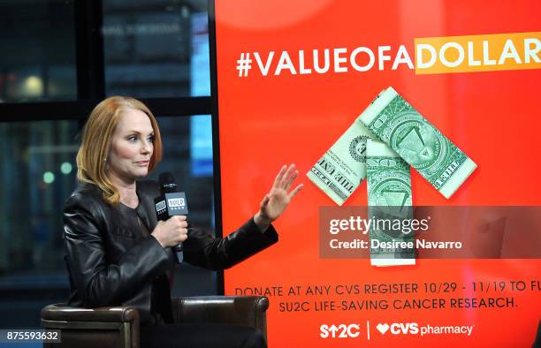 Actress Marg Helgenberger visits Build to discuss 'The Value Of A Dollar' Campaign at Build Studio on November 17, 2017 in New York City.
