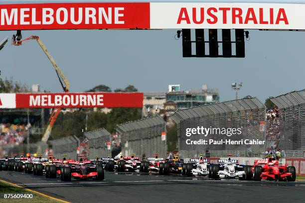 Fernando Alonso, Kimi Raikkonen, Lewis Hamilton, Nick Heidfeld, McLaren-Mercedes MP4-22, Ferrari F2007, BMW-Sauber F1.07, Grand Prix of Australia,...