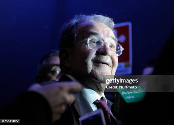 Romano Prodi Italian economist, academic and political while answering journalists' questions after the conference Italy coming#1. Generations in...