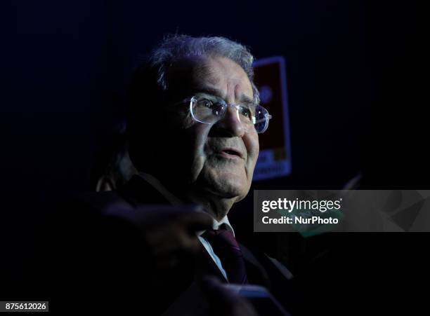 Romano Prodi Italian economist, academic and political while answering journalists' questions after the conference Italy coming#1. Generations in...