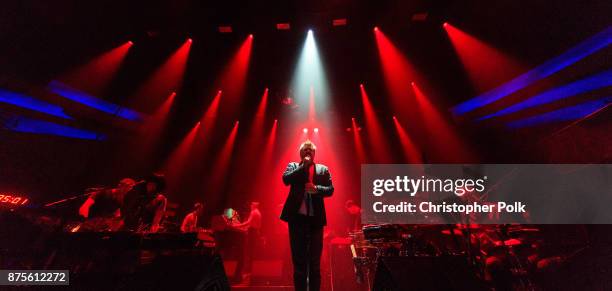 Korey Richey, Nancy Whang, James Murphy, and Pat Mahoney of LCD Soundsystem perform of LCD Soundsystem performs at The Hollywood Palladium on...