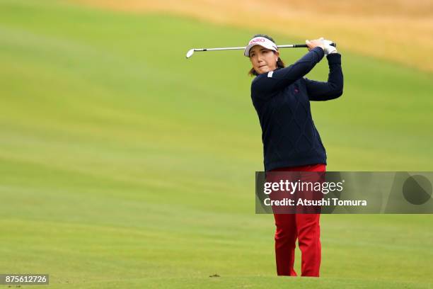 Mi-Jeong Jeon of South Korea hits her second shot on the 7th hole during the third round of the Daio Paper Elleair Ladies Open 2017 at the Elleair...