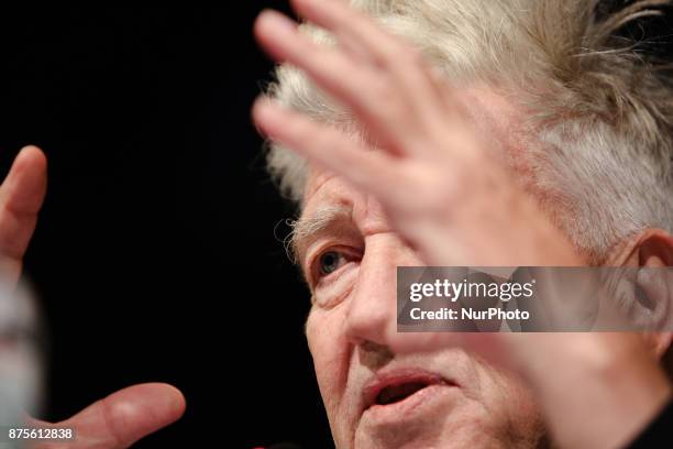 Director David Lynch is seen at the press-conference in Kyiv, Ukraine, Friday, Nov. 17, 2017. Lynch announced the launch of his charity David Lynch...