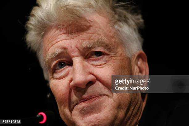 Director David Lynch is seen at the press-conference in Kyiv, Ukraine, Friday, Nov. 17, 2017. Lynch announced the launch of his charity David Lynch...