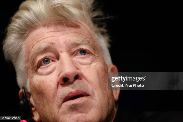 Director David Lynch is seen at the press-conference in Kyiv, Ukraine, Friday, Nov. 17, 2017. Lynch announced the launch of his charity David Lynch...