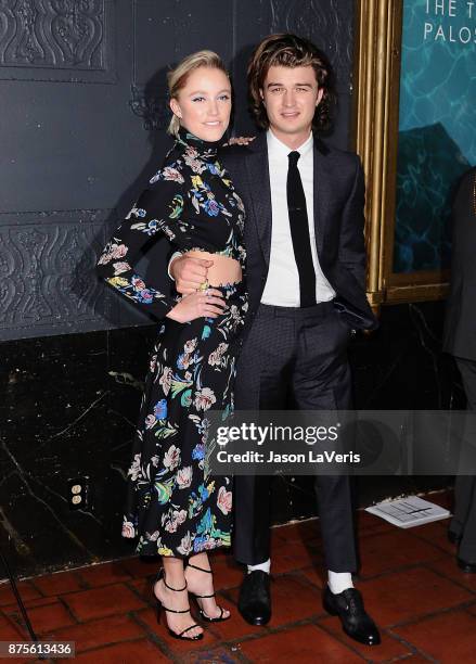 Actress Maika Monroe and actor Joe Keery attend the premiere of "The Tribes of Palos Verdes" at The Theatre at Ace Hotel on November 17, 2017 in Los...