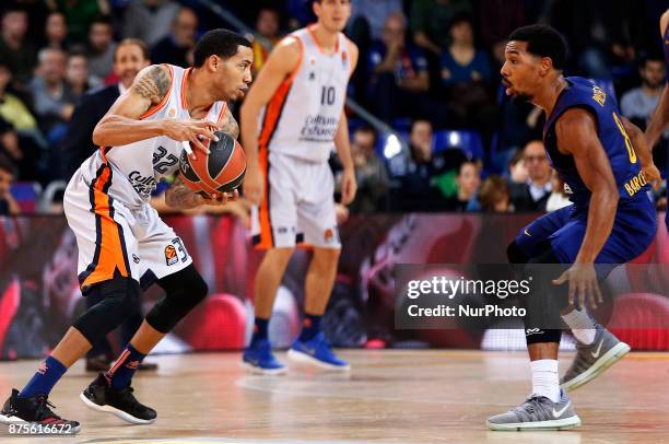 Erick Green and Phil Pressey during the match between FC Barcelona v Anadolou Efes corresponding to the week 8 of the basketball Euroleague, in...