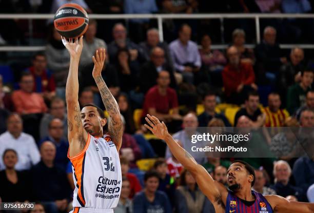 Erick Green and Phil Pressey during the match between FC Barcelona v Anadolou Efes corresponding to the week 8 of the basketball Euroleague, in...