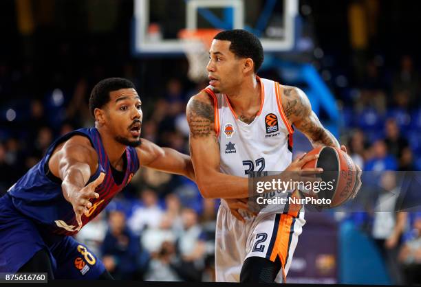 Erick Green and Phil Pressey during the match between FC Barcelona v Anadolou Efes corresponding to the week 8 of the basketball Euroleague, in...