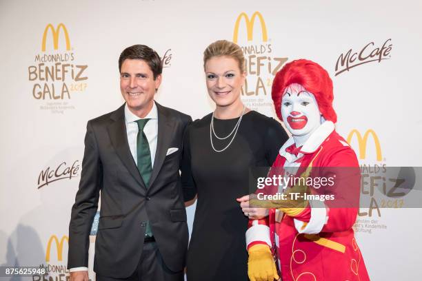 Maria Hfl-Riesch and Marcus Hfl attends the McDonald's charity gala at Hotel Bayerischer Hof on November 10, 2017 in Munich, Germany.