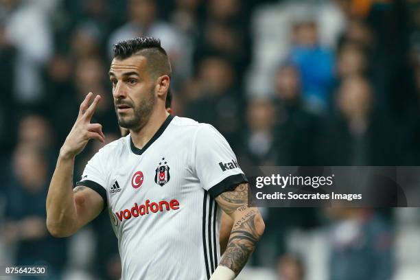 Alvaro Negredo of Besiktas during the Turkish Super lig match between Besiktas v Akhisar Belediyespor at the Vodafone Park on November 17, 2017 in...