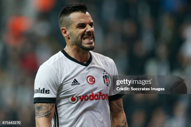 Alvaro Negredo of Besiktas during the Turkish Super lig match between Besiktas v Akhisar Belediyespor at the Vodafone Park on November 17, 2017 in...