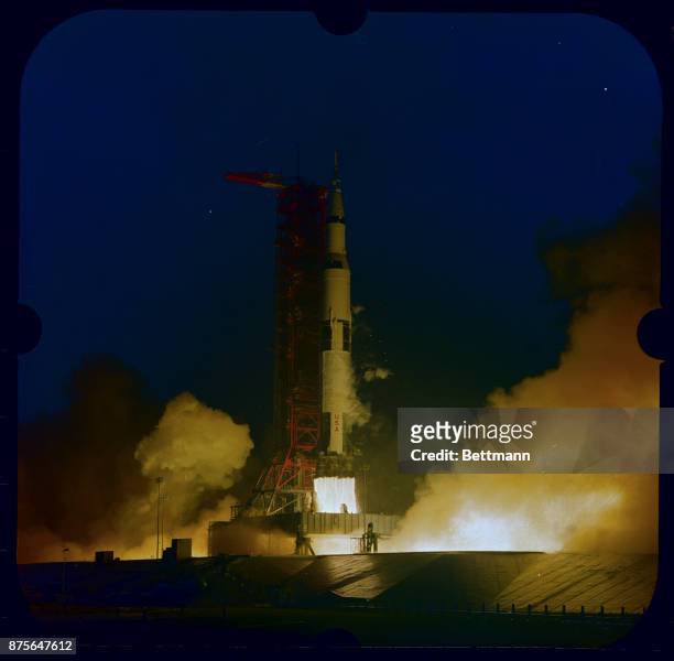 Cape Kennedy, Florida: Tracking camera views of Apollo 12 blastoff November 14th. Aboard are Charles Conrad, Alan Bean, and Richard Gordon.