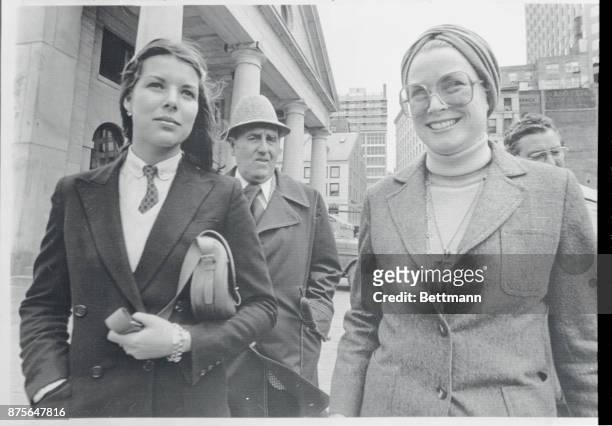 Boston, Ma.: Princess Grace and daughter Princess Caroline, accompanied by two security guards, depart from Boston's Quincy Market area 5/1 after...