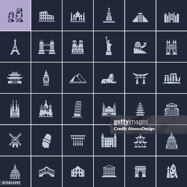 ilustrações, clipart, desenhos animados e ícones de ícones de viagens de marco - torre de pisa