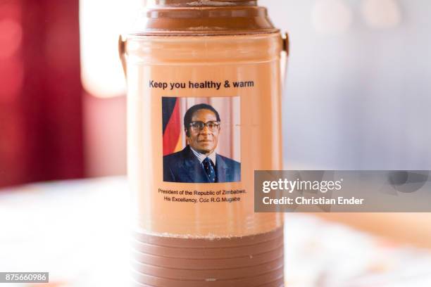 Banket, Zimbabwe A Termo jug with the image of Robert Mugabe stands on a table in the town of Banket in Zimbabwe