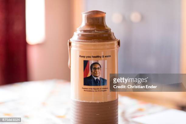 Banket, Zimbabwe A Termo jug with the image of Robert Mugabe stands on a table in the town of Banket in Zimbabwe
