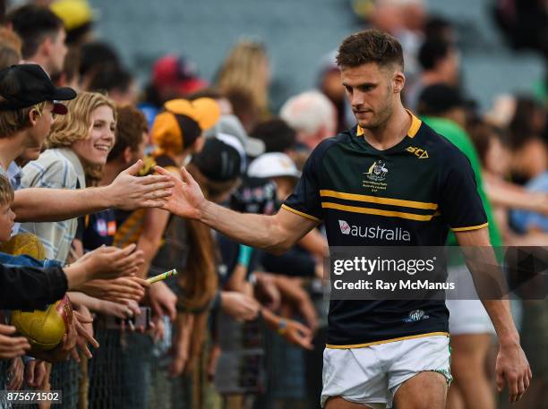 Perth , Australia - 18 November 2017; Eoin Cadogan of Ireland after the Virgin Australia International Rules Series 2nd test at the Domain Stadium in...