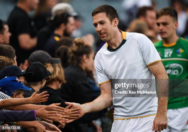 Perth , Australia - 18 November 2017; Gary Brennan of Ireland after the Virgin Australia International Rules Series 2nd test at the Domain Stadium in...