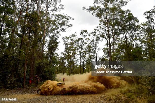 Stephane Lefebvre of France and Gabin Moreau of France compete in their Citroen Total Abu Dhabi WRT Citroen C3 WRC during Day Two of the WRC...