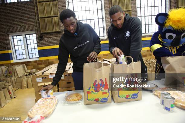 Victor Oladipo and Glenn Robinson III of the Indiana Pacers have teamed up to provide 200 families from Christamore House with Kroger groceries,...