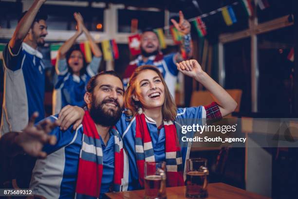 our team won - soccer scarf stock pictures, royalty-free photos & images