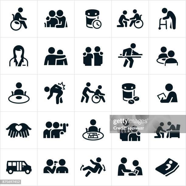 illustrations, cliparts, dessins animés et icônes de icônes de la maison de soins infirmiers - maison de retraite
