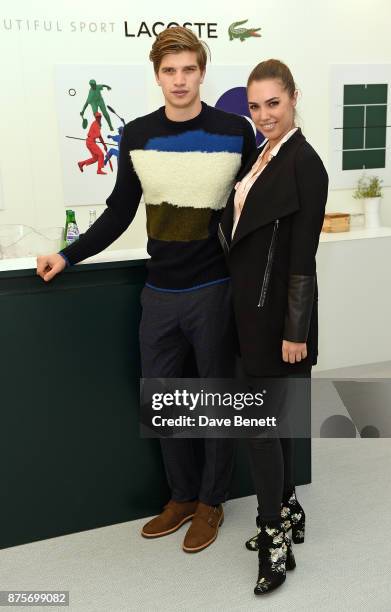 Toby Huntington-Whiteley and Amber Le Bon attend Lacoste VIP Lounge during 2017 ATP World Tour Semi- Finals at The O2 Arena on November 18, 2017 in...