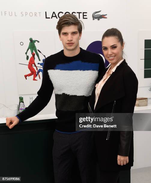 Toby Huntington-Whiteley and Amber Le Bon attend Lacoste VIP Lounge during 2017 ATP World Tour Semi- Finals at The O2 Arena on November 18, 2017 in...