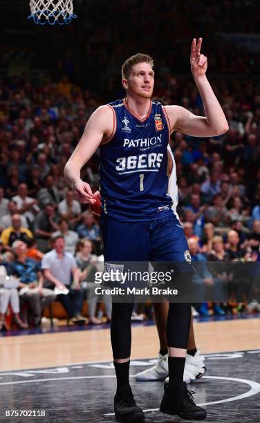 Matthew Hodgson of Adelaide during the round seven NBL match between Adelaide 36ers and the Sydney Kings at Titanium Security Arena on November 18,...