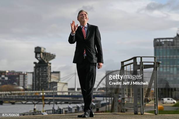 Richard Leonard, the newly elected leader of Scottish Labour poses for a photographe following a press conference on November 18, 2017 in Glasgow,...