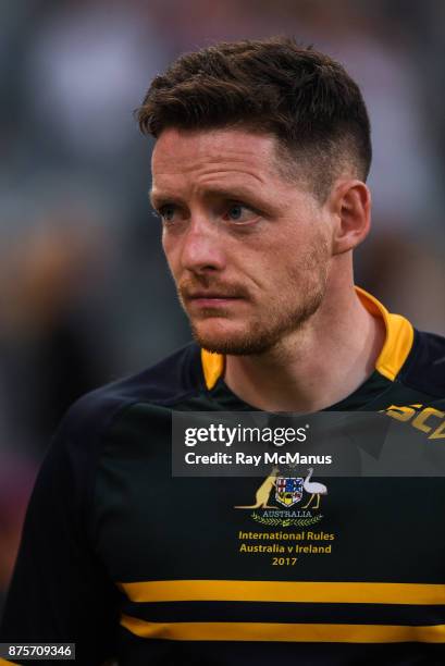 Perth , Australia - 18 November 2017; Conor McManus of Ireland after the Virgin Australia International Rules Series 2nd test at the Domain Stadium...