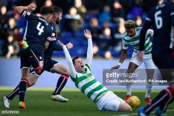 Celtic's Callum McGregor goes down in the box as he claims for a penalty during the Ladbrokes Scottish Premiership match at the Global Energy...
