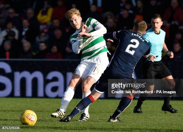 Celtic's Stuart Armstrong and Ross County's Marcus Fraser during the Ladbrokes Scottish Premiership match at the Global Energy Stadium, Dingwall.