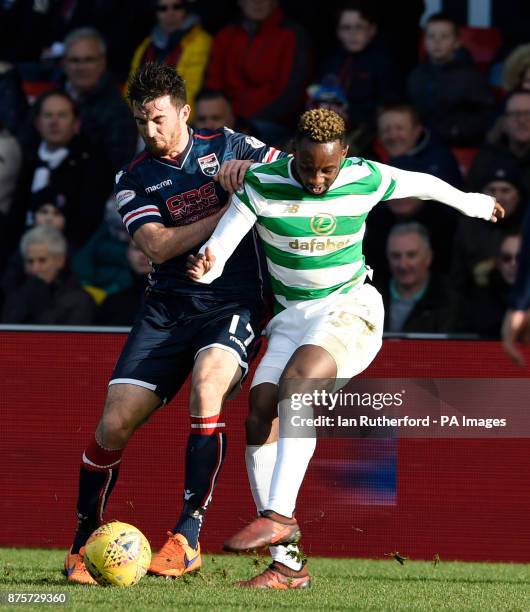 Ross Countys Ross Draper and Celtics Moussa Dembele during the Ladbrokes Scottish Premiership match at the Global Energy Stadium, Dingwall.