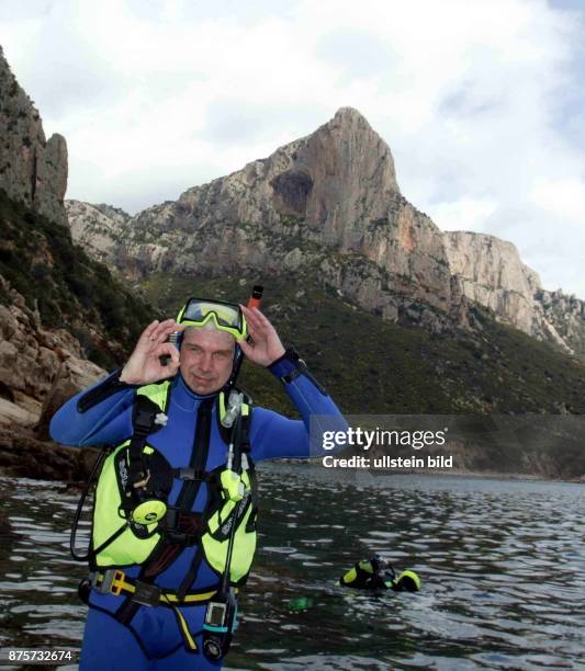 Lehrer, Politiker, CDU, D Ministerpräsident von Thüringen beim Tauchen im Urlaub auf Sardinien