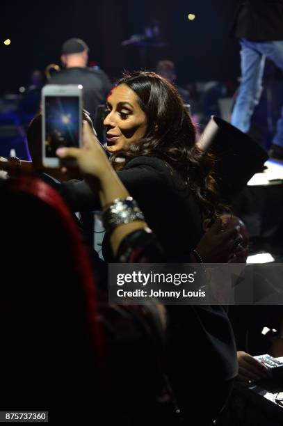 Mariana Downing attend boyfriend Marc Anthony concert at AmericanAirlines Arena on November 17, 2017 in Miami, Florida.