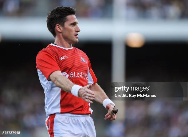 Perth , Australia - 18 November 2017; Referee Matt Stevic during the Virgin Australia International Rules Series 2nd test at the Domain Stadium in...