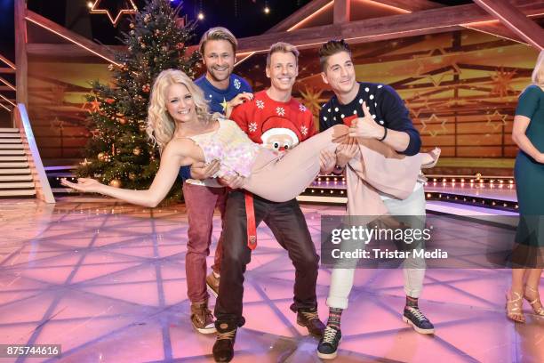 Julia Lindholm with Dirk Ostermann, Florian Flesch and Timo Schulz during the Stefanie Hertel Show 'Die grosse Show der Weihnachtslieder' on November...