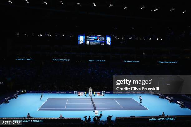 General view during the Singles Semi Final match between Roger Federer of Switzerland and David Goffin of Belgium on day seven of the Nitto ATP World...