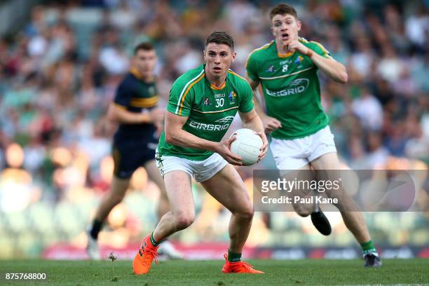 Shane Walsh of Ireland looks to pass the ball during game two of the International Rules Series between Australia and Ireland at Domain Stadium on...