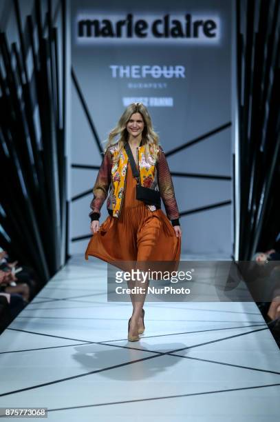 Hungarian deaf modell Fanni Weisz presents the first creation by Hungarian designer The Four as part of Marie Claire Fashion Days 2017 on Nov 17,...