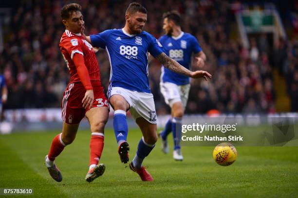 Tyler Walker of Nottingham Forest and Harlee Dean of Birmingham City in action during the Sky Bet Championship match between Birmingham City and...