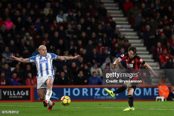 Harry Arter of AFC Bournemouth scores his side's third goal during the Premier League match between AFC Bournemouth and Huddersfield Town at Vitality...