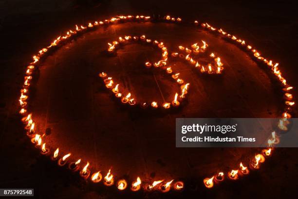 Devotees of Kerala community lightning 3500 Diyas on the occasion of start God Ayyappa Fast from Thursday at Ayyappa Temple Vartak Nager, Thane, on...