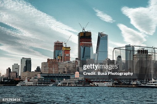 September 28th, 2017: View from the Hudson River of the massive 28-acres Hudson Yards redevelopment site,  located between 30th and 34th Street, and 10th and 12th Avenue in Midtown Manhattan, New York City