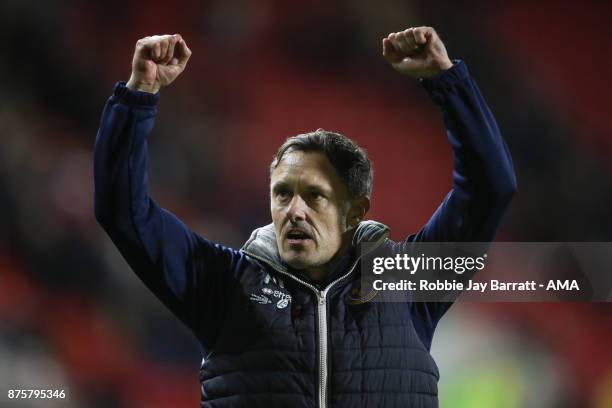 Paul Hurst, Manager / Head Coach of Shrewsbury Town celebrates during the Sky Bet League One match between Rotherham United and Shrewsbury Town at...