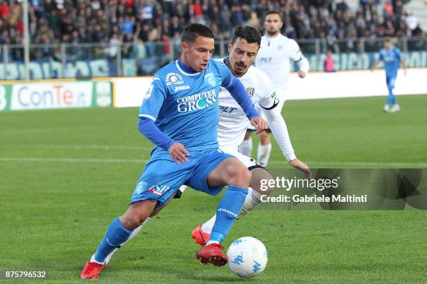 Imael Bennacer of Empoli Fc in action during the Serie B match between Empoli FC and AC Cesena at Stadio Carlo Castellani on November 18, 2017 in...