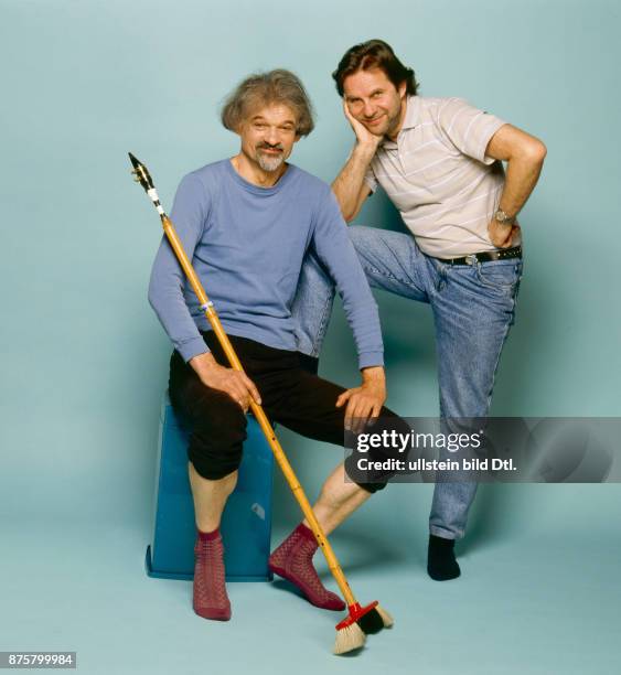 Ingo Insterburg mit Fotograf Jürgen Pittack beim Fotoshooting für Doppel-CD "Spassvogeleien"