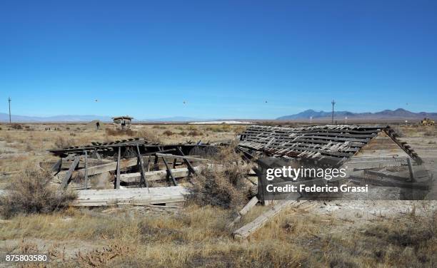 abandoned buildings in sulphur ghost town, nevada - collapsing stock pictures, royalty-free photos & images